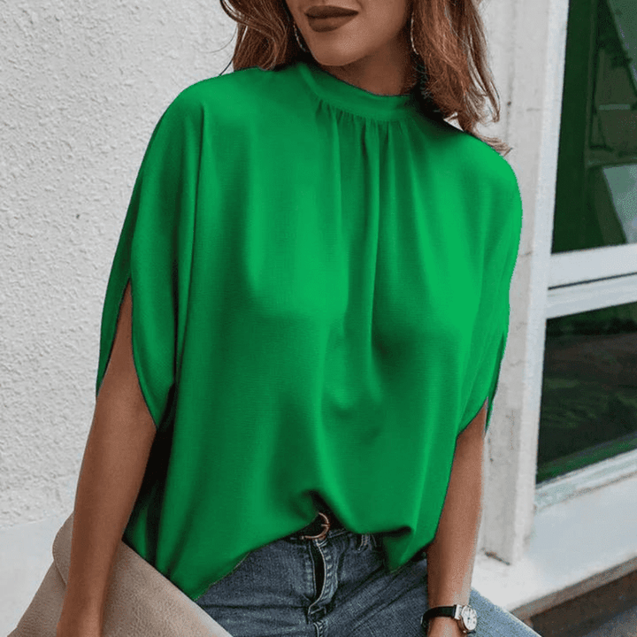 Dame elegant chiffonbluse med 3/4 ærmer, let og luftig, elegant snit, perfekt til hverdag og fest.
