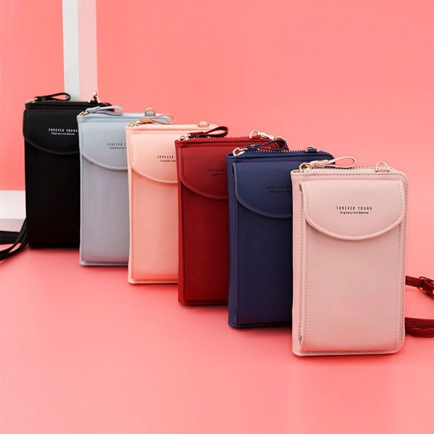 Dame crossbody taske med justerbar rem, grå PU-læder, gyldne metaldele, kompakt og rummelig.