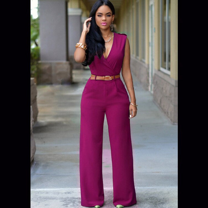 Dame elegant jumpsuit forfra, elegant snit, behageligt stof, klassisk farve, moderne design
