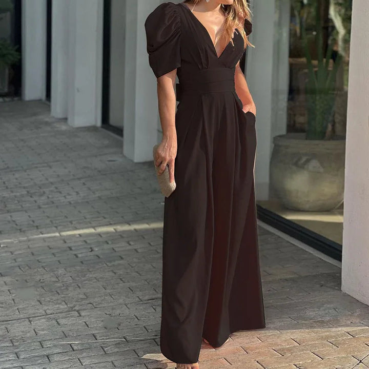 Dame jumpsuit i rød rose farve