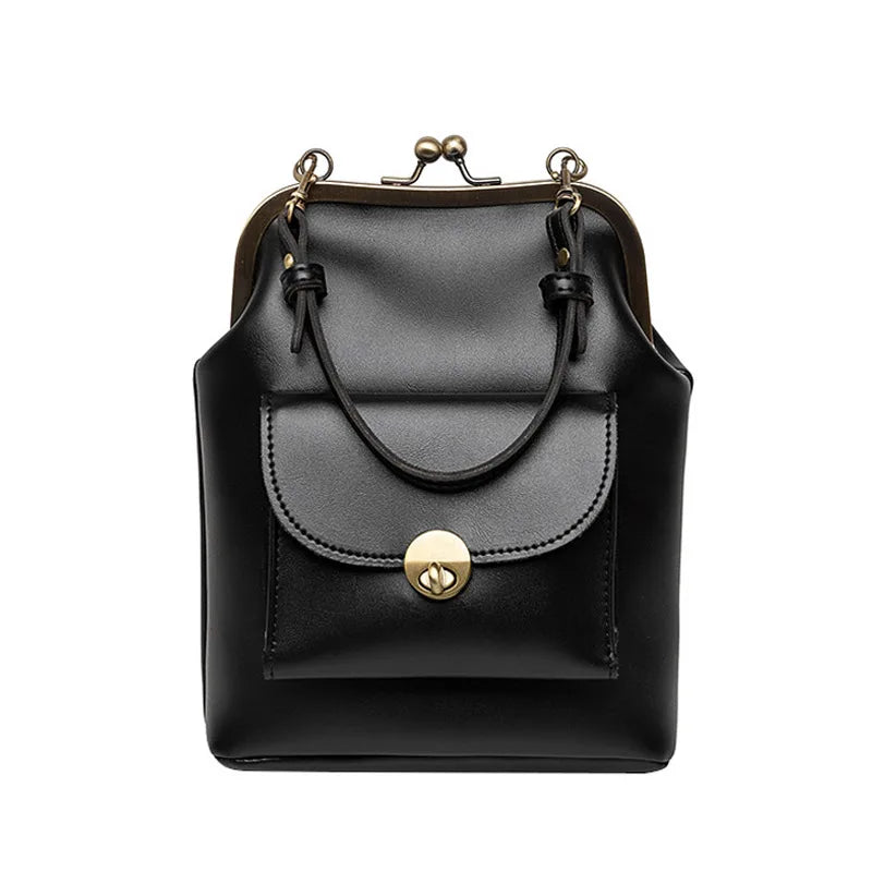 Dame stilfuld kunstlæder crossbody taske, sofistikeret spænde, hverdags- og festbrug, sort