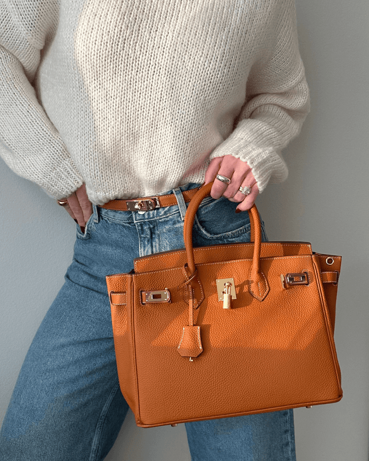 Dame elegant kunstlædertaske forfra, kurvet design, flerfarvet, velegnet til hverdag og fest, rummelig indvendig.