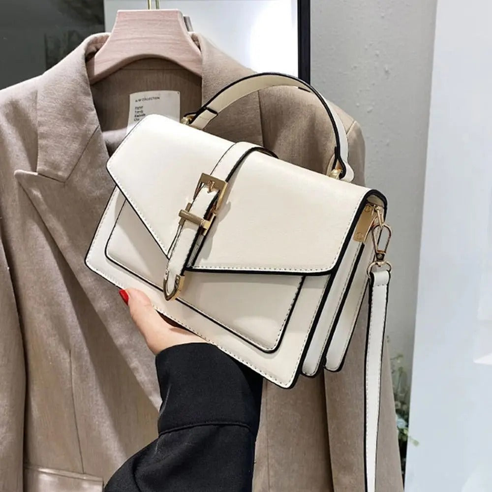 Dametaske Elegant Tote Skuldertaske med Justerbare Stropper, minimalistisk design, rummelig indvendig, Hvid farve