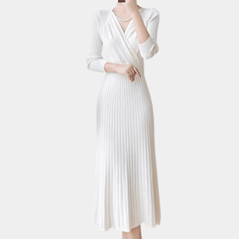 Elegant dame strikkekjole, blød og tidløs, alsidig til enhver lejlighed.