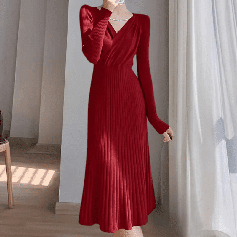 Elegant dame strikkekjole, blød og tidløs, alsidig til enhver lejlighed.