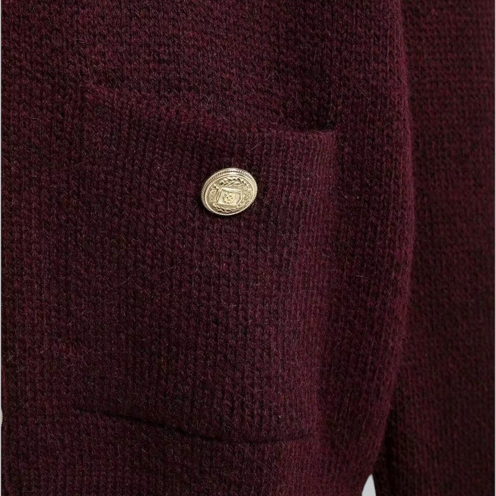 Damecardigan med gyldne knapper, blød strik, perfekt til forskellige outfits