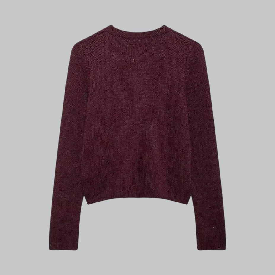 Damecardigan med gyldne knapper, blød strik, perfekt til forskellige outfits