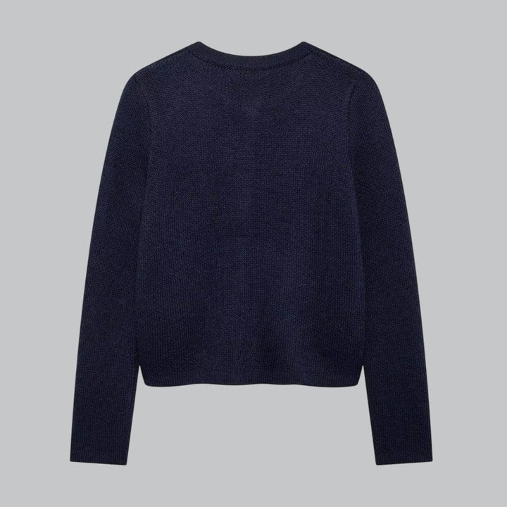 Damecardigan med gyldne knapper, blød strik, perfekt til forskellige outfits