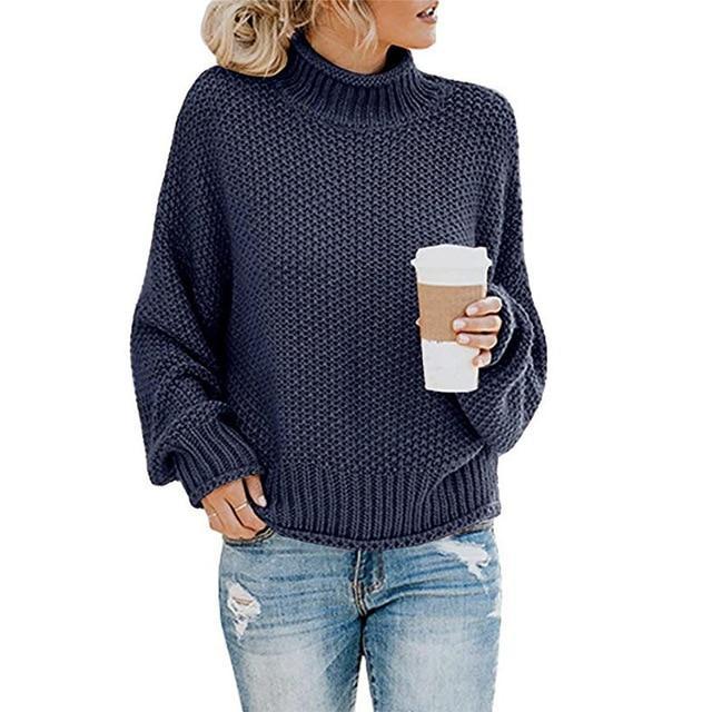 Dame strikket sweater, varm og blød, moderne pasform, tilgængelig i forskellige farver, perfekt til kolde dage.