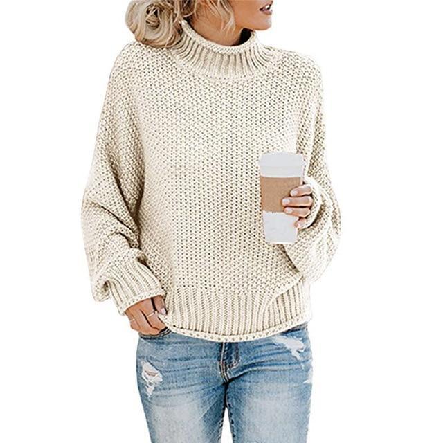 Dame strikket sweater, varm og blød, moderne pasform, tilgængelig i forskellige farver, perfekt til kolde dage.