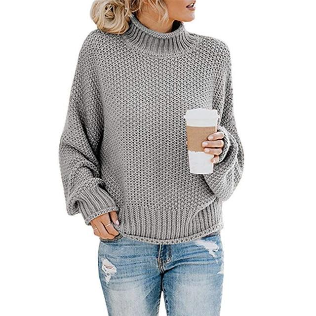 Dame strikket sweater, varm og blød, moderne pasform, tilgængelig i forskellige farver, perfekt til kolde dage.
