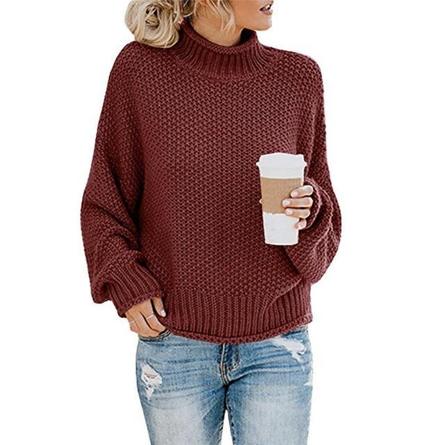 Dame strikket sweater, varm og blød, moderne pasform, tilgængelig i forskellige farver, perfekt til kolde dage.