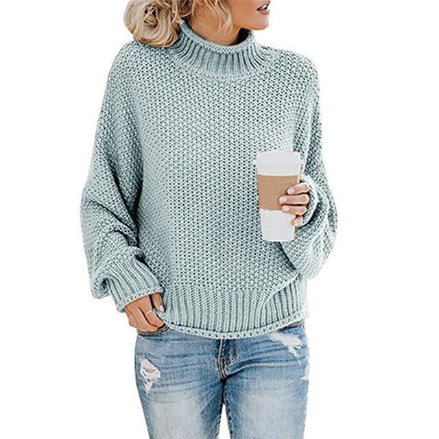 Dame strikket sweater, varm og blød, moderne pasform, tilgængelig i forskellige farver, perfekt til kolde dage.