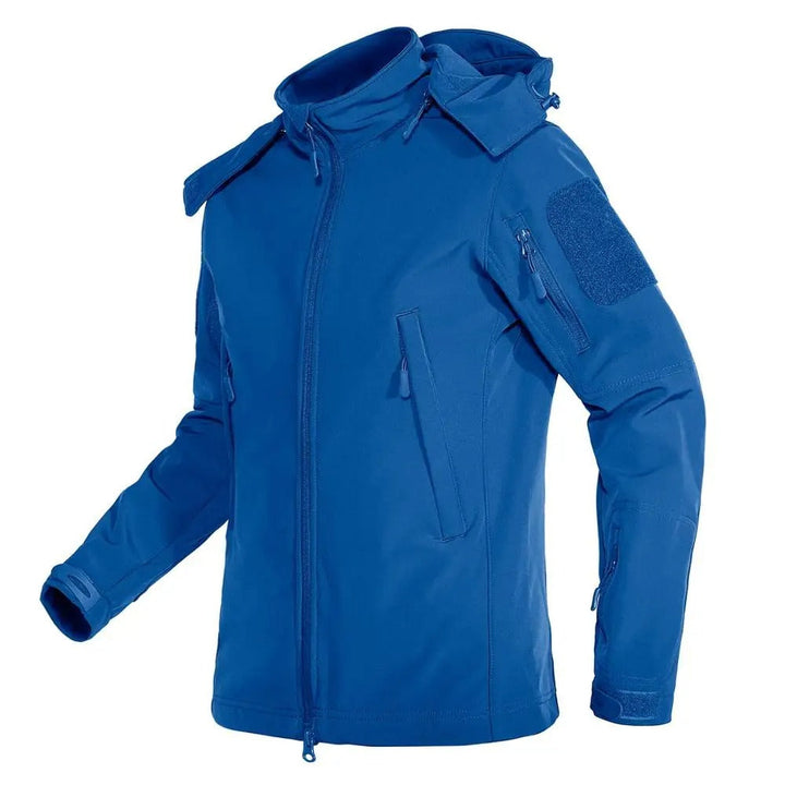 Dame vandtæt soft shell jakke, grå, fleeceforet, justerbar hætte, moderne design til udendørs og hverdag.