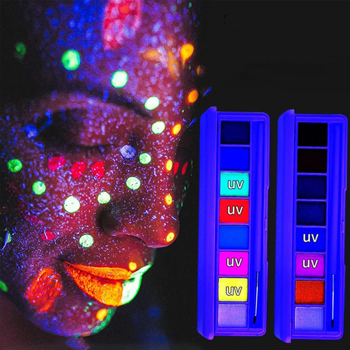Dame vandopløselig fluorescerende makeup-palette, levende nuancer, multifunktionel, smuk farve, velegnet til festmakeup.