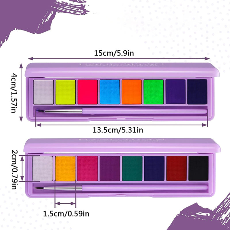 Dame vandopløselig fluorescerende makeup-palette, levende nuancer, multifunktionel, smuk farve, velegnet til festmakeup.