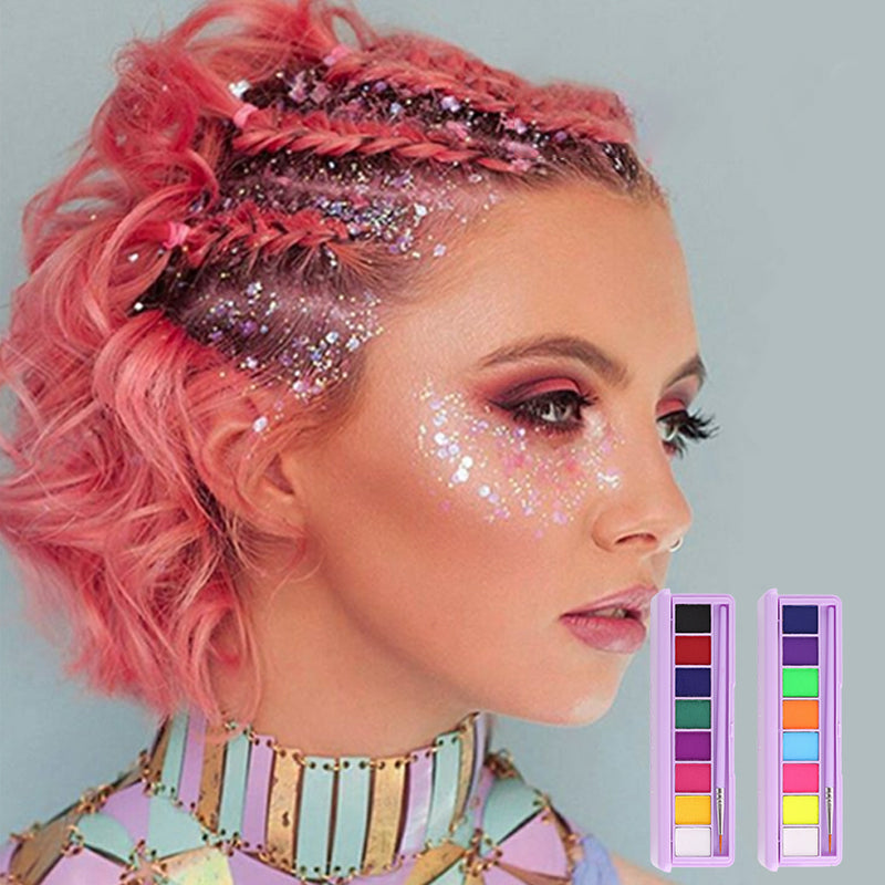Dame vandopløselig fluorescerende makeup-palette, levende nuancer, multifunktionel, smuk farve, velegnet til festmakeup.