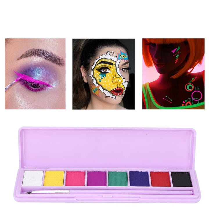 Dame vandopløselig fluorescerende makeup-palette, levende nuancer, multifunktionel, smuk farve, velegnet til festmakeup.
