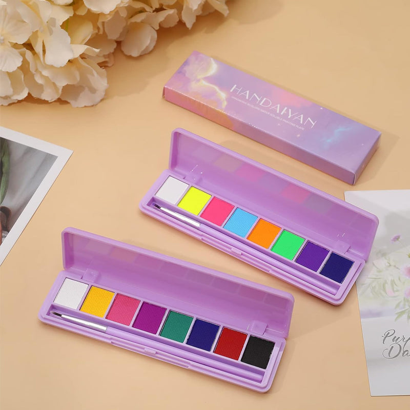 Dame vandopløselig fluorescerende makeup-palette, levende nuancer, multifunktionel, smuk farve, velegnet til festmakeup.