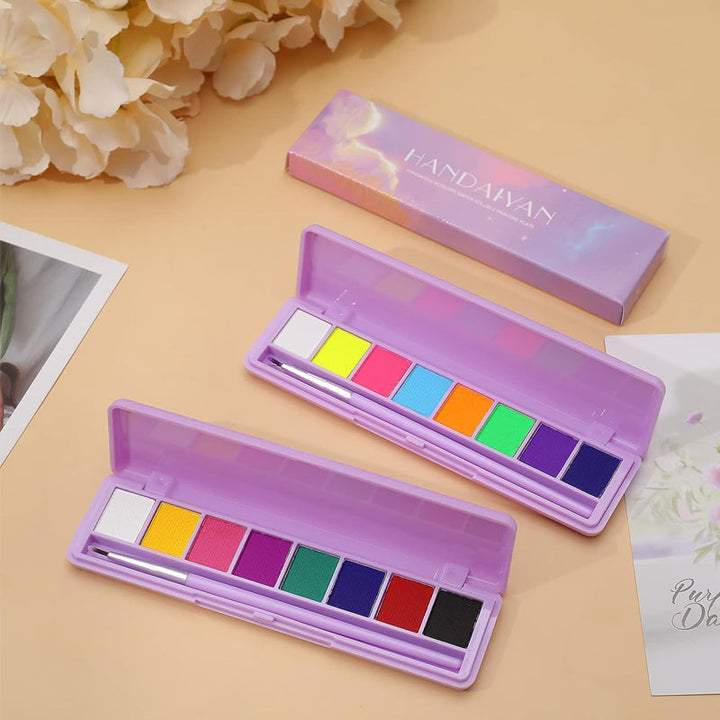 Dame vandopløselig fluorescerende makeup-palette, levende nuancer, multifunktionel, smuk farve, velegnet til festmakeup.