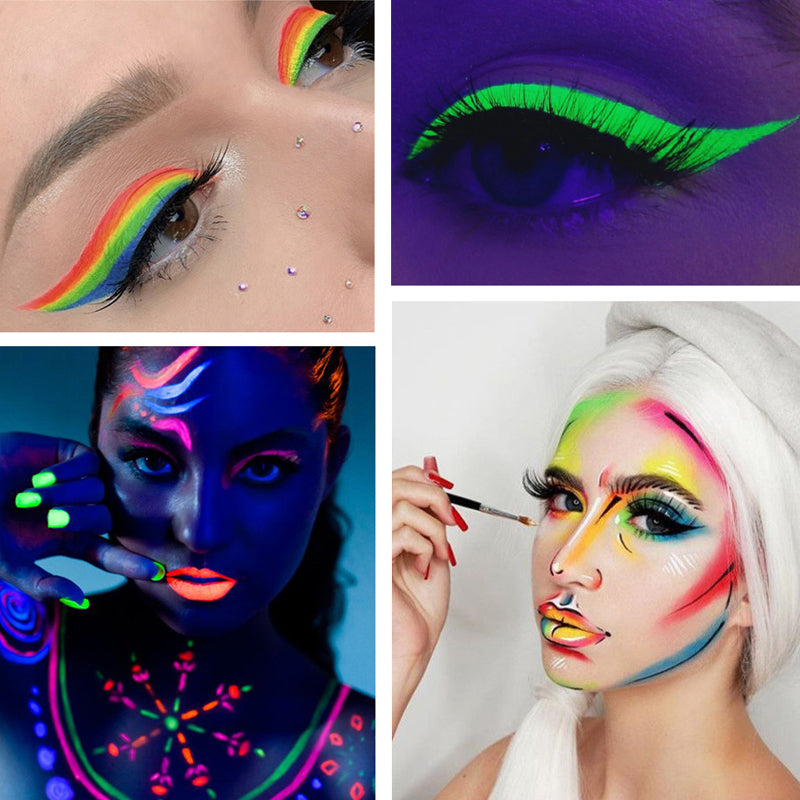Dame vandopløselig fluorescerende makeup-palette, levende nuancer, multifunktionel, smuk farve, velegnet til festmakeup.