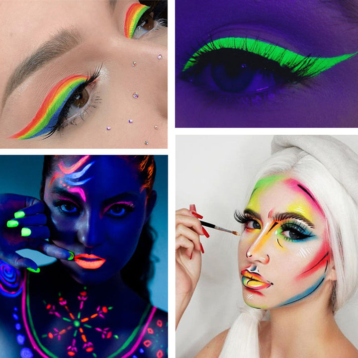 Dame vandopløselig fluorescerende makeup-palette, levende nuancer, multifunktionel, smuk farve, velegnet til festmakeup.
