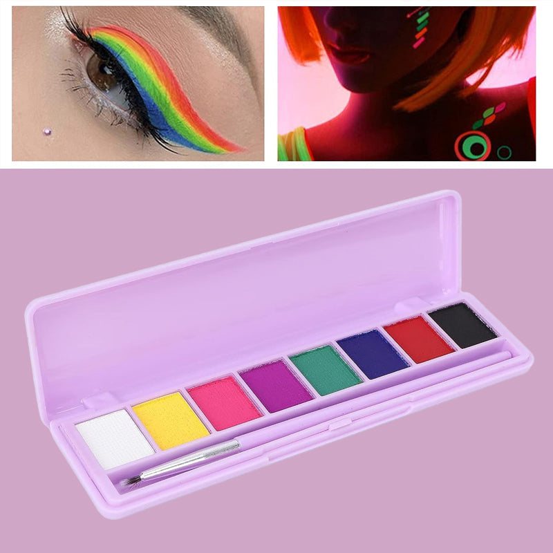 Dame vandopløselig fluorescerende makeup-palette, levende nuancer, multifunktionel, smuk farve, velegnet til festmakeup.