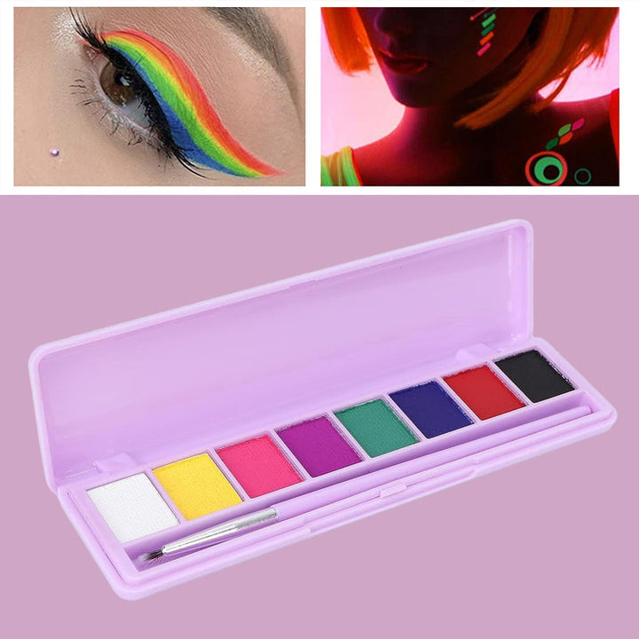 Dame vandopløselig fluorescerende makeup-palette, levende nuancer, multifunktionel, smuk farve, velegnet til festmakeup.