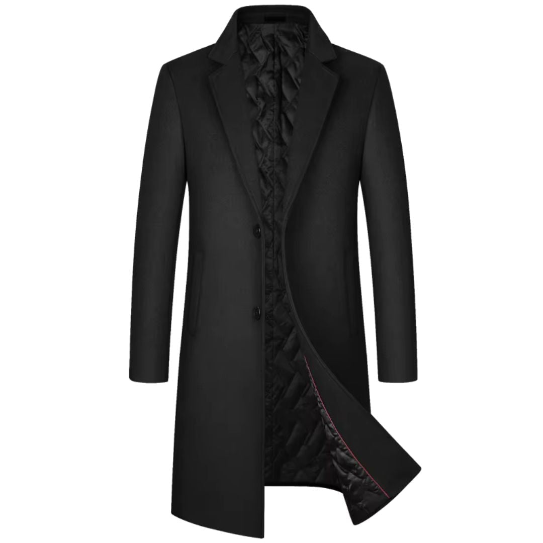 Dame uld trenchcoat: elegant snit, kvalitetsuld, silkefor, to dybe lommer. Perfekt til efteråret.