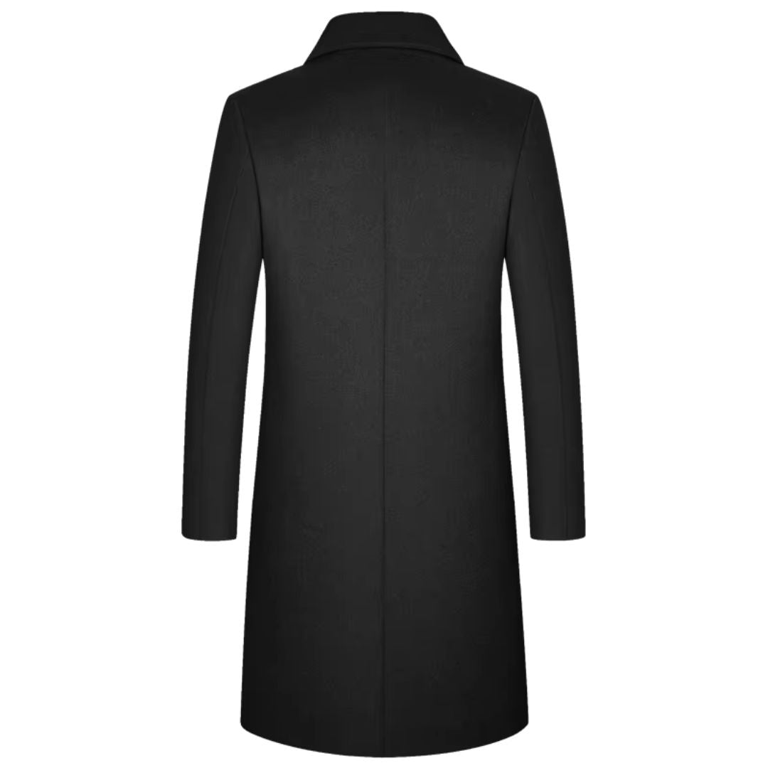 Dame uld trenchcoat: elegant snit, kvalitetsuld, silkefor, to dybe lommer. Perfekt til efteråret.