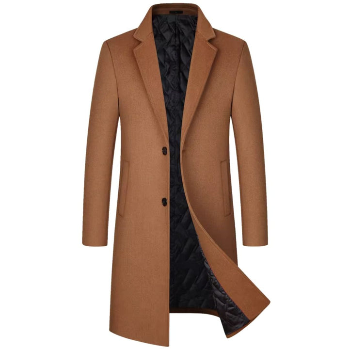 Dame uld trenchcoat: elegant snit, kvalitetsuld, silkefor, to dybe lommer. Perfekt til efteråret.