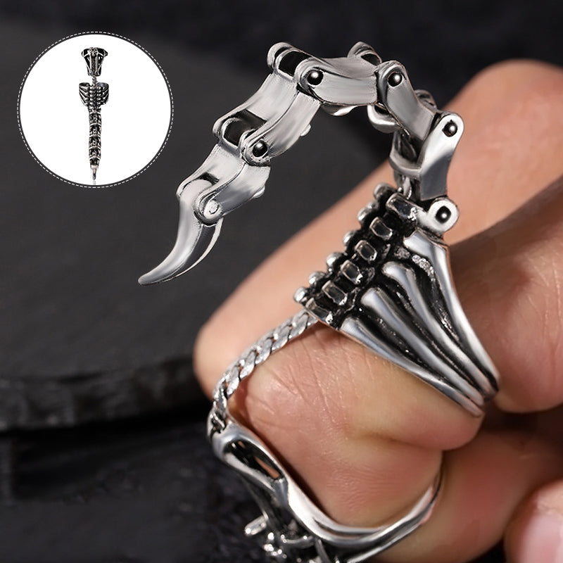 Dame vintage skorpion ring, justerbar, zinklegering, skinnende overflade, dynamisk halebevægelse, iøjnefaldende.