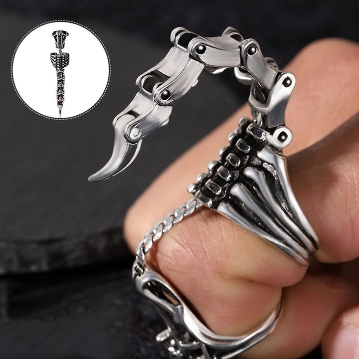 Dame vintage skorpion ring, justerbar, zinklegering, skinnende overflade, dynamisk halebevægelse, iøjnefaldende.