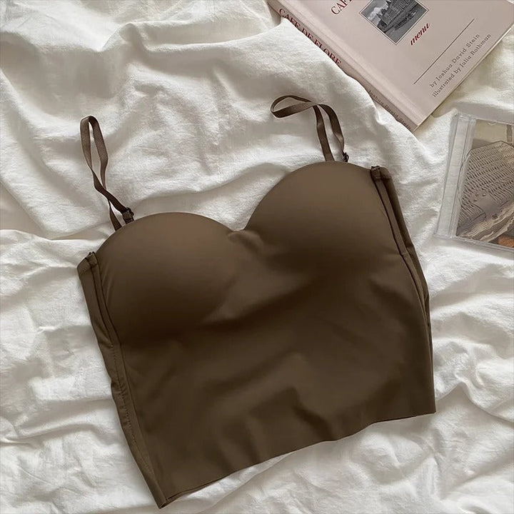 Dame enfarvet skåret camisole, sort, bred halsudskæring, behageligt elastisk stof.