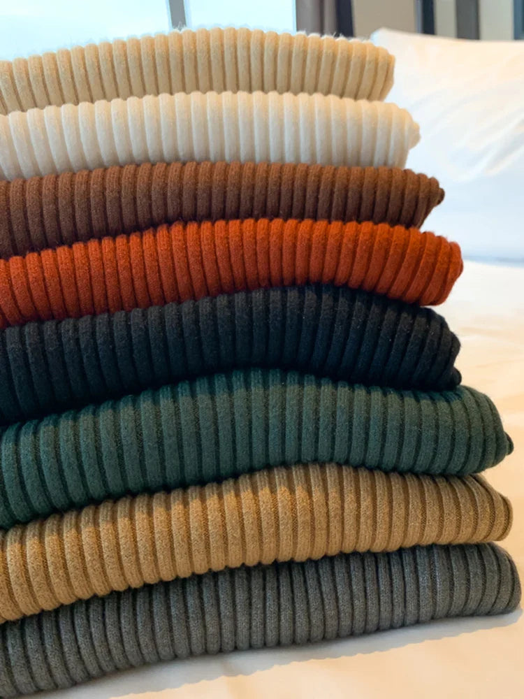 Dame ensfarvet langærmet turtleneck strik, blødt og behageligt materiale giver stil og varme.