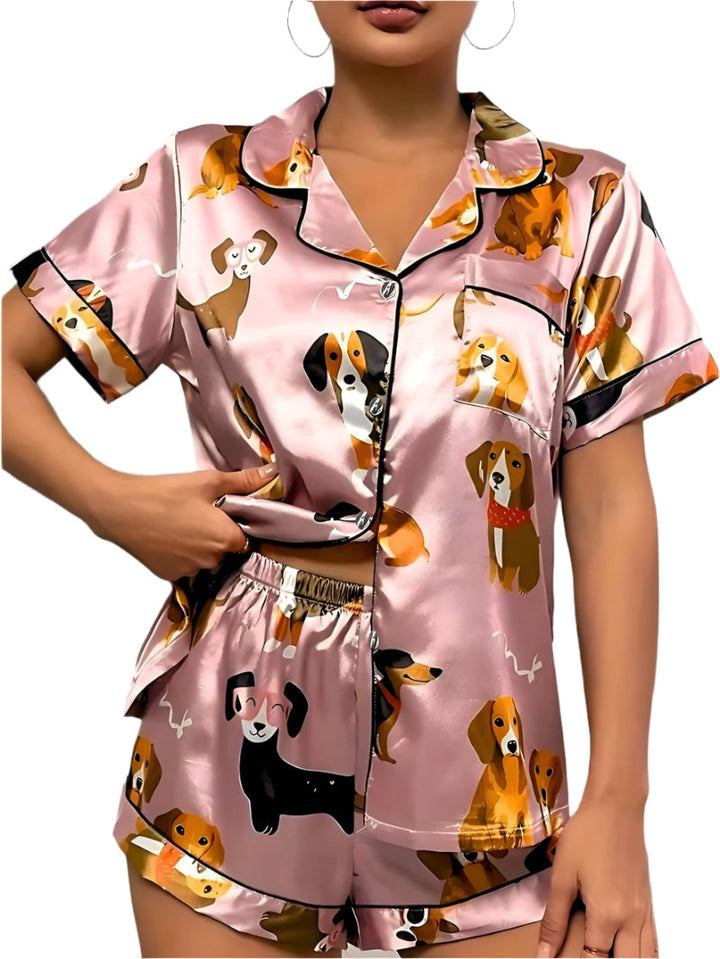 Dame luksus flerfarvede satin jumpsuits og shorts, blødt stof, afslappet og elegant stil.