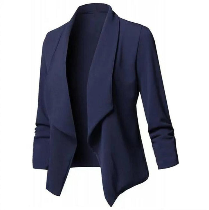 Dame oversize blazer med hakke krave, moderne og alsidig stil.