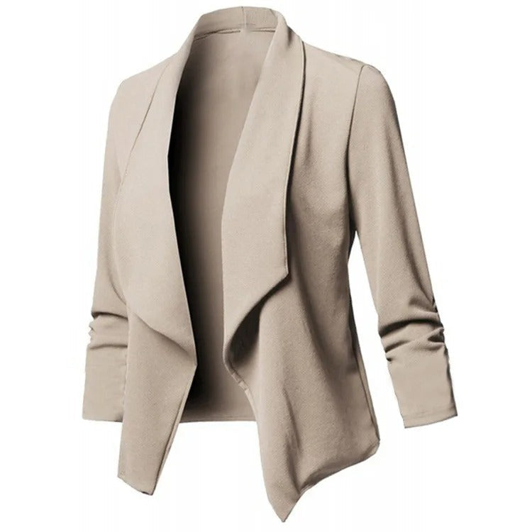 Dame oversize blazer med hakke krave, moderne og alsidig stil.