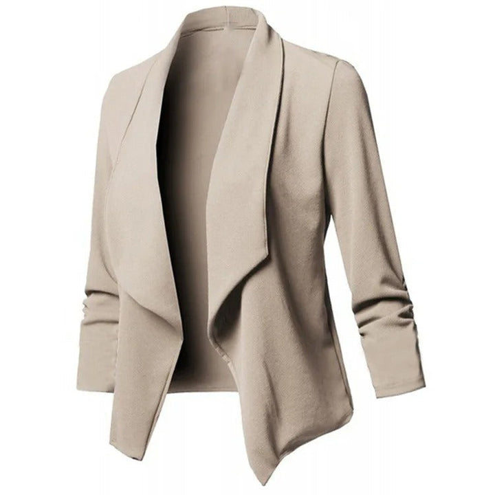 Dame oversize blazer med hakke krave, moderne og alsidig stil.