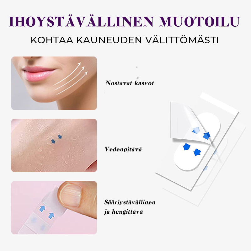 Usynlig åndbar ansigtsløftningstape, tynd og gennemsigtig, foryngende effekt til ansigt og hals.