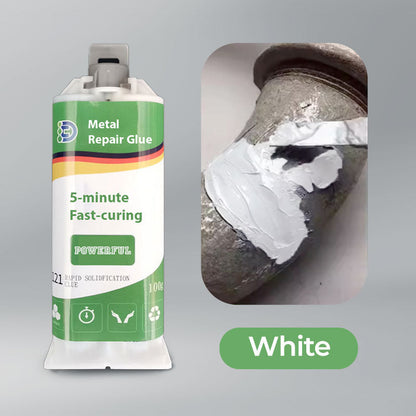 "Nopeasti kuivuva hitsausliima, harmaa, vahva ja kestävä, metalli- ja muovikorjaukseen, kiinteytyy 5 minuutissa."