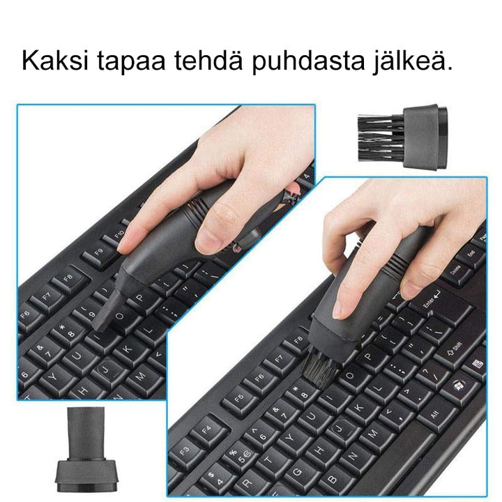 USB-drevet tastaturstøvsuger, sort med LED-lys, kompakt rengøringsværktøj til skrivebord og tastatur.