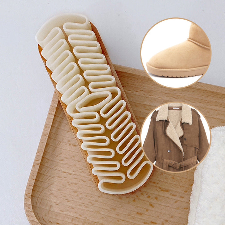Blød ruskindbørste med crepe gummi til rengøring, træhåndtag, alsidig til pleje af sko og tasker