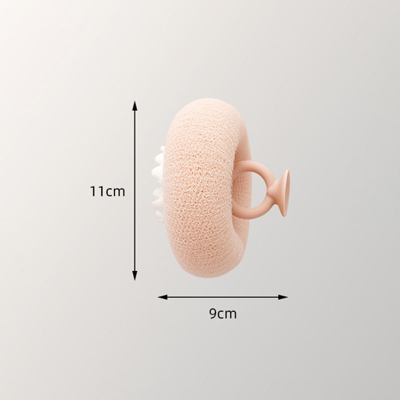Blød silikone badesvamp til alle hudtyper, pink, massagepartikler, luksuriøs skumning, hudvenlig
