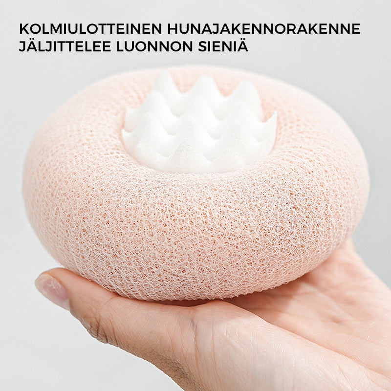 Blød silikone badesvamp til alle hudtyper, pink, massagepartikler, luksuriøs skumning, hudvenlig