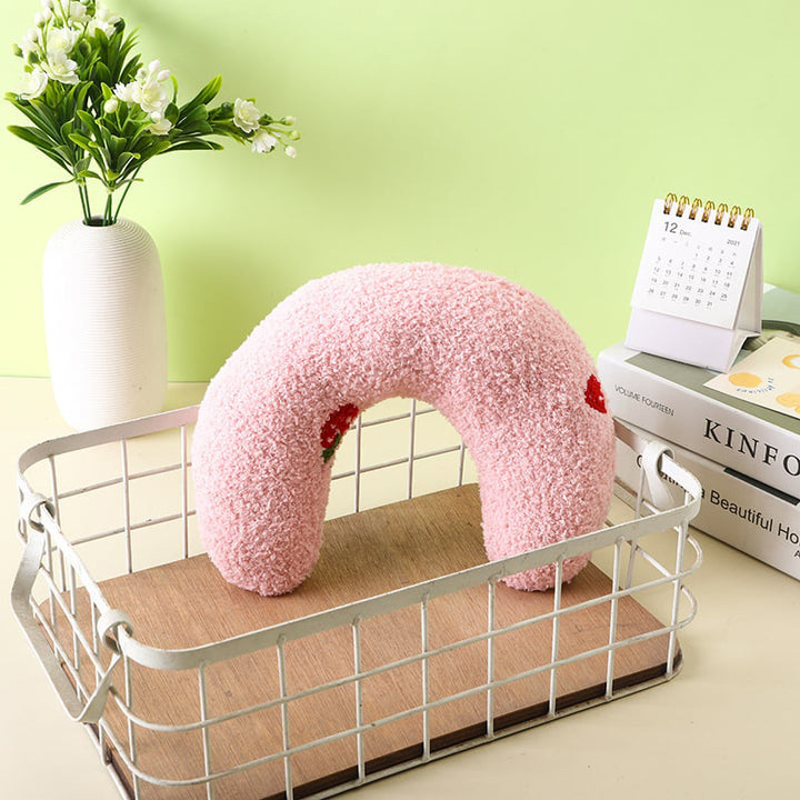 Blød velour kæledyrs nakkepude, ergonomisk nakke støtte, tilgængelig i hvid, gul, blå og pink.