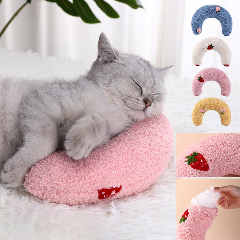 Blød velour kæledyrs nakkepude, ergonomisk nakke støtte, tilgængelig i hvid, gul, blå og pink.