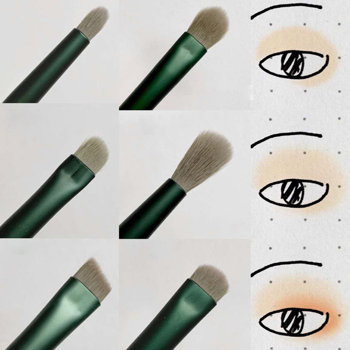 Bløde 13 stk make-up pensler til kvinder, grøn/gul, elegant design og blød finish, skønhedsrutine