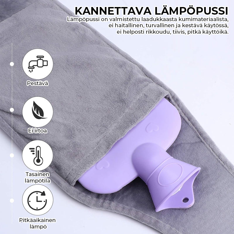 Polstret varmeflaske, minimalistisk design, rød stofbetræk, til mænd og kvinder, hjemmehygge
