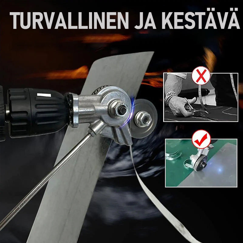 Elektrisk pladesaks, blå metal, holdbar og præcis klipning, velegnet til bilbrug og metalarbejde.